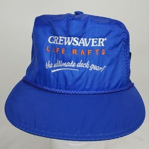 CREWSAVER Life Rafts Waterproof Hat Blue, Vintage Snapback Embroidered Spellout